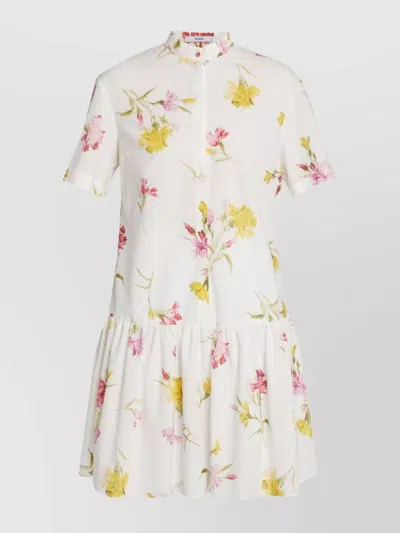 ERDEM DRESS LINEN FLORAL DESIGN