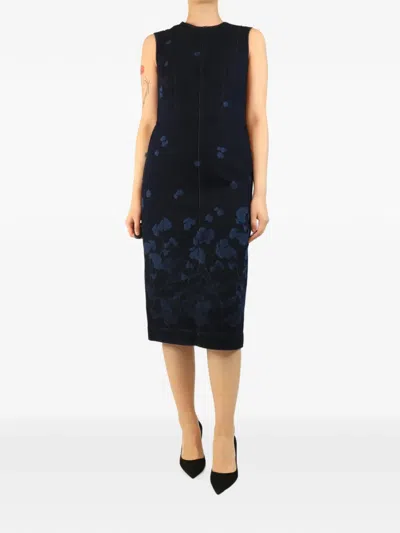 Pre-owned Erdem Elena Floral-print Midi Dress In Blue