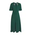 Erdem Tie-detailed Embellished Crepe Midi Dress In Green