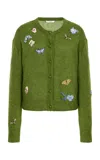 Erdem Embellished Alpaca-blend Cardigan In Green