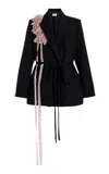 Erdem Womens Black Single-breasted Belted Wool Blazer In Black