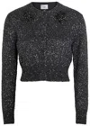 Erdem Embellished Cropped Alpaca-blend Cardigan In Gray