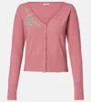 Erdem Cropped Embroidered Knit Cardigan In Pink