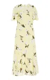 Erdem Embellished Chiffon Midi Dress In Yellow
