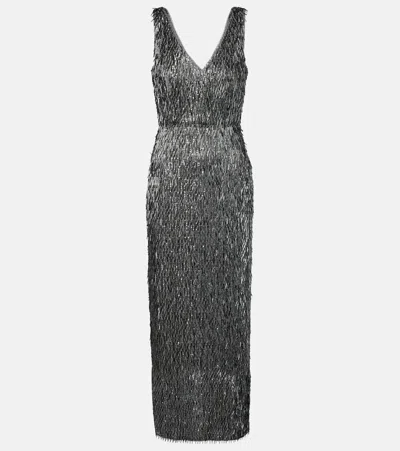 Erdem Embellished Cocktail Dress In Gray