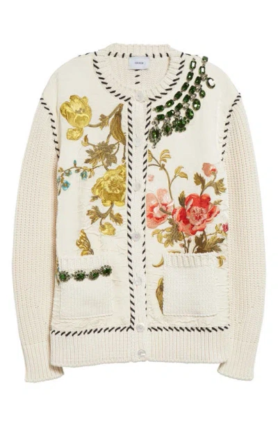 Erdem Embellished Cotton Knit Jacket In Calico