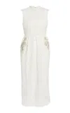 Erdem Embellished Cotton Midi Cocktail Dress