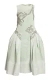 Erdem Embellished Cotton Midi Dress In Green