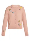 Erdem Embellished Crew Neck Cardigan In Pink
