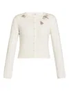 Erdem Embellished Crew Neck Cardigan In White