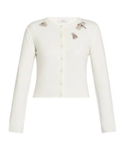 Erdem Embellished Crew Neck Cardigan In White