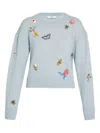 Erdem Embellished Crew Neck Sweater In Blue