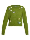Erdem Embellished Crew-neck Sweater In Green