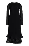Erdem Embellished Crinkled Crepe Midi Dress In Black