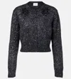 Erdem Embellished Cropped Alpaca-blend Cardigan In Black