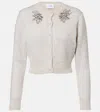 Erdem Womens Champagne Sequin-embellished Cropped Alpaca-blend Cardigan In White
