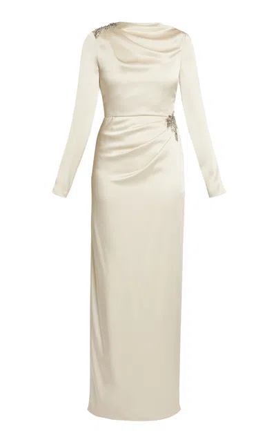 Erdem Embellished Draped Gown In Off-white