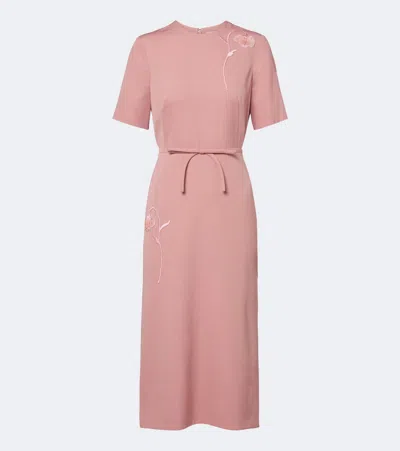 Erdem Embellished Embroidered Twill Midi Dress In Multi
