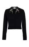 Erdem Embellished Knit Merino Wool Cardigan In Black