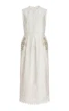 Erdem Embellished Lace Cotton Midi Cocktail Dress