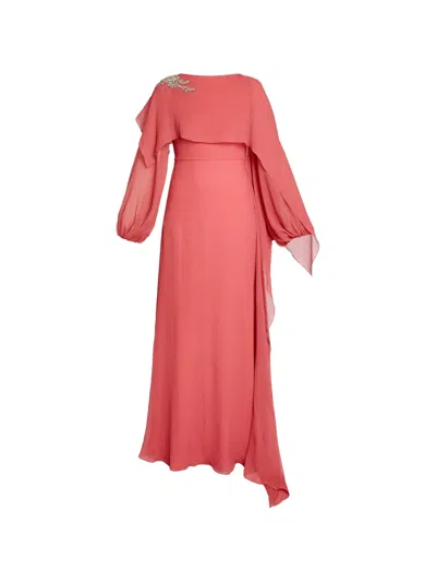 Erdem Embellished Long-sleeve Maxi Dress In Pink
