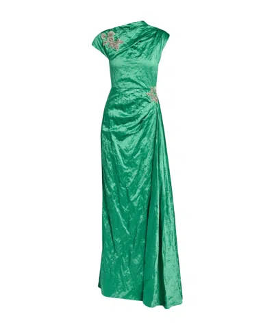 Erdem Embellished Maxi Dress In Green
