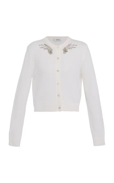 Erdem Embellished Merino-wool Cardigan In White