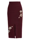 Erdem Embellished Midi Skirt In Red