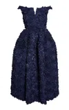 Erdem Embellished Off-the-shoulder Cocktail Dress In Navy
