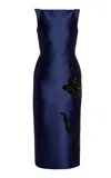 Erdem Embellished Pencil Midi Dress In Blue