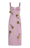 Erdem Embellished Satin Bustier Midi Dress In Pink