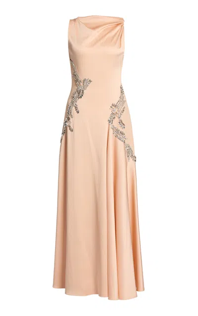 Erdem Embellished Satin Gady Gown In Neutral