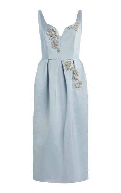 Erdem Embellished Satin Midi Dress In Light Blue