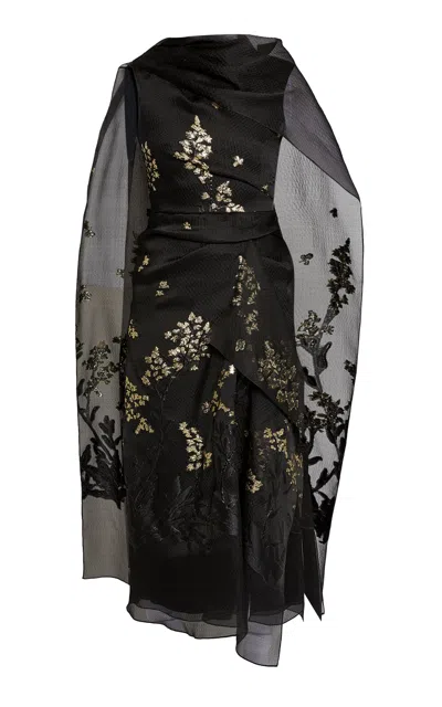 Erdem Embellished Sheer Silk-blend Cocktail Dress In Black