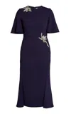 Erdem Embellished Short-sleeve Midi Dress In Blue