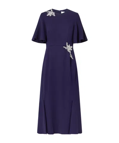 Erdem Embellished Short-sleeve Midi Dress In Blue