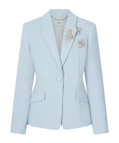 Erdem Embellished Single-breasted Blazer In Blue