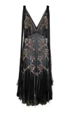Erdem Embellished Slip Midi Dress In Black