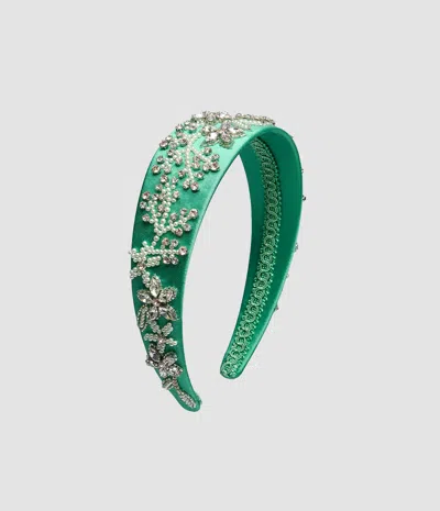 Erdem Crystal-embellishment Hair Band In Green