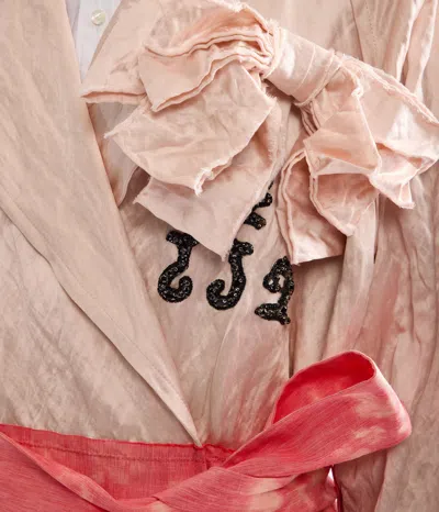 Erdem Embellished Textured Satin Trench Coat In Pink