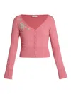 Erdem Cropped Embroidered Knit Cardigan