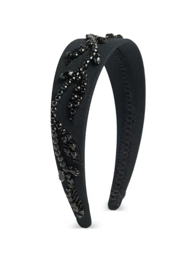 Erdem Embellished Wide Headband In Black