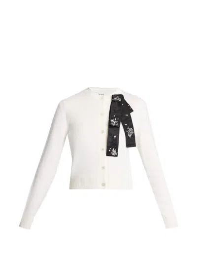 Erdem Embellished Wool Cardigan In White