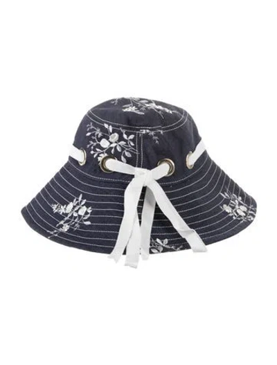 Pre-owned Erdem Embroidered Bucket Hat In Blue