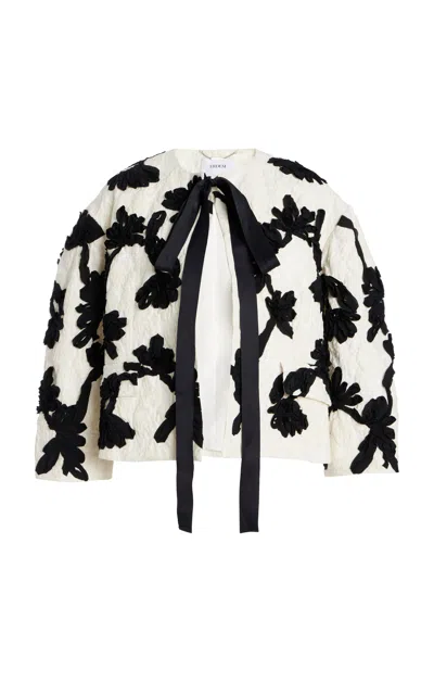 Erdem Embroidered Cloque Jacket In Black,white