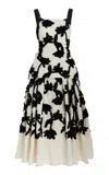 Erdem Embroidered Cloque Midi Dress In Ivory