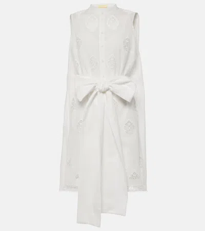 Erdem Embroidered Cotton-blend Minidress In White