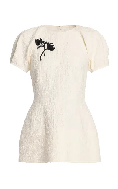 Erdem Embroidered Cotton Cloque Top In Animal Print
