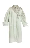 Erdem Embroidered Cotton Coat In Green