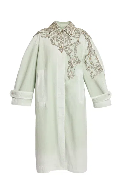 Erdem Embroidered Cotton Coat In Green